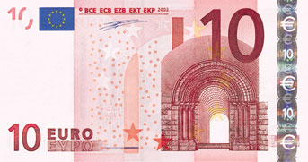 10 ЕВРО, лицевая сторона