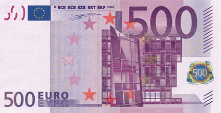 500 ЕВРО, лицевая сторона